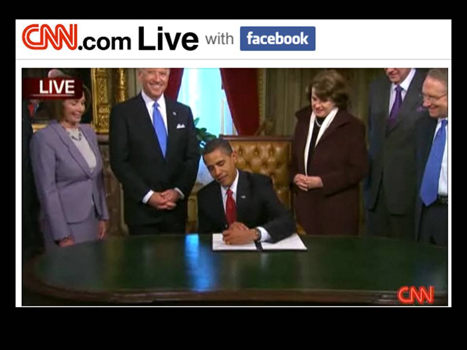 Ahhh. The quiet sound of a new Pres. Obama signing legislation into law. Probably the one that extends health insurance to little kids that was vetoed by that other guy.
